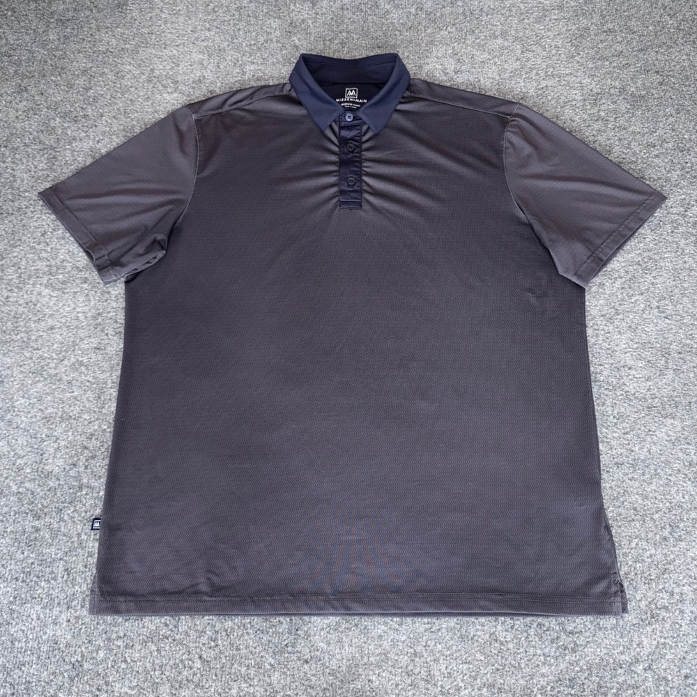 Mizzen + Main Mens Medium Classic Polo Shirt Blue Performance Stretch Golf Work